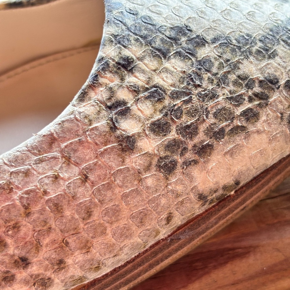 COACH Cream and Gray Snake Print Stacked Heels - Picture 5 of 12